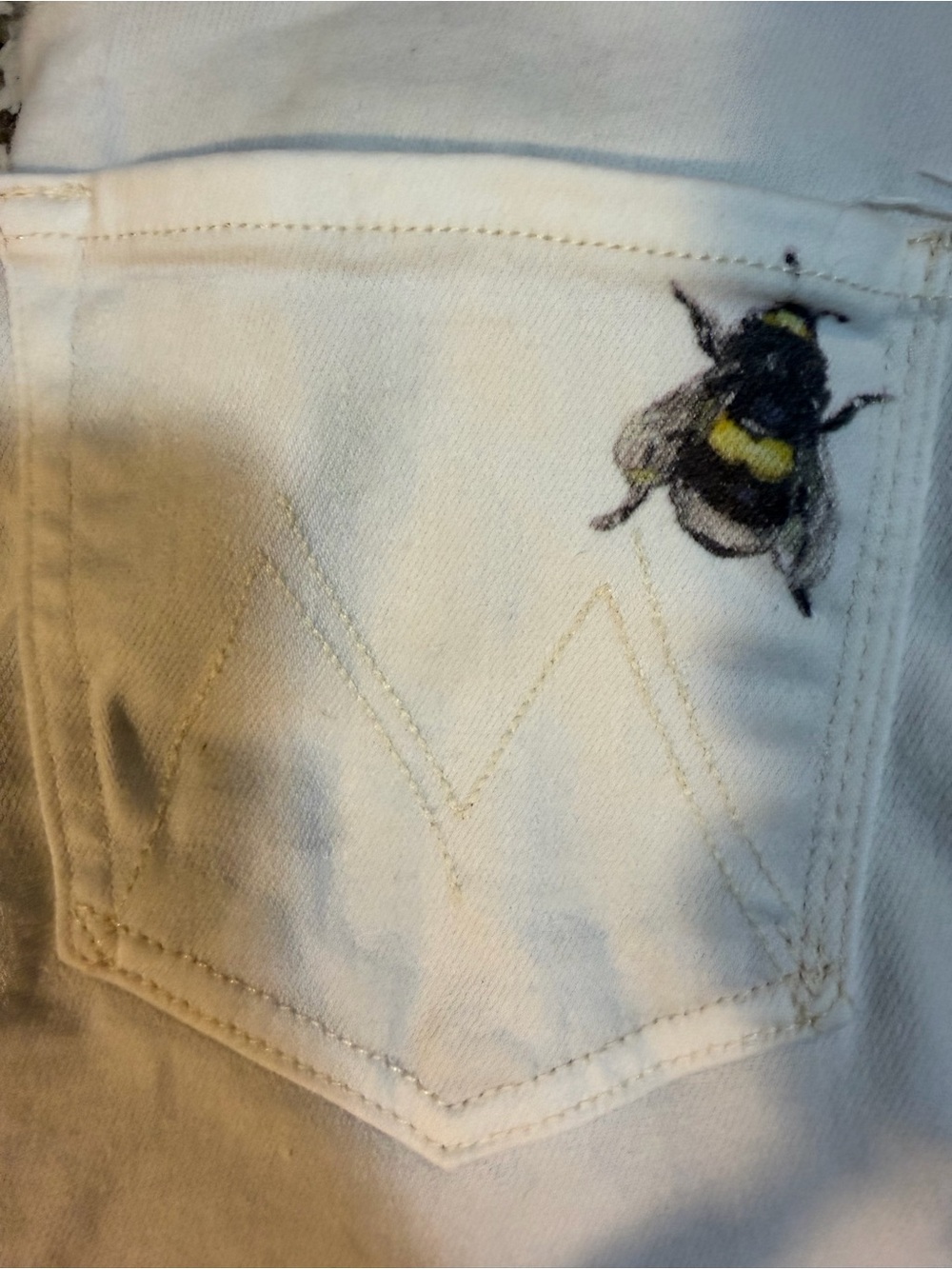 Mother White Floral Sunflower High-Rise Jeans water for flowers sz 23 - Picture 10 of 10